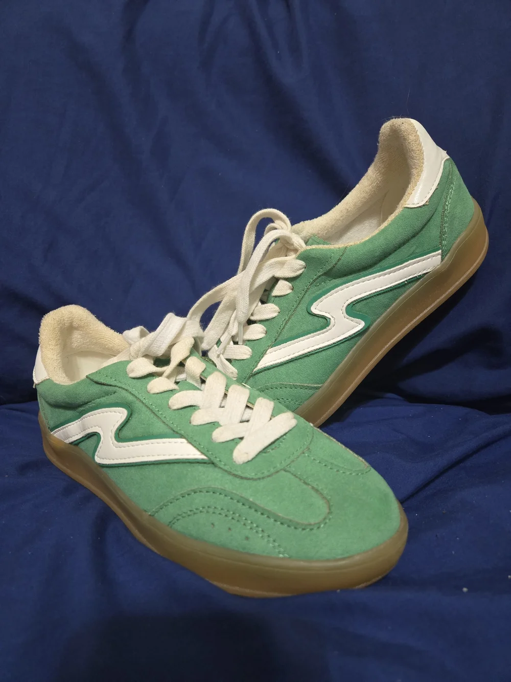 Madden Girl Green Suede Low-Top Sneakers with White Accents